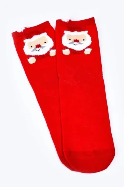 Outlet Damskie Świąteczne Skarpetki Z Mikołajem Czerwone Skarpetki|Skarpetki
