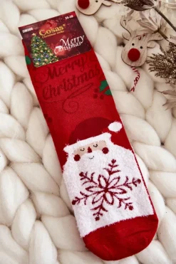 Clearance COSAS Damskie Świąteczne Skarpety Mikołaj Ze Śnieżynką Czerwone