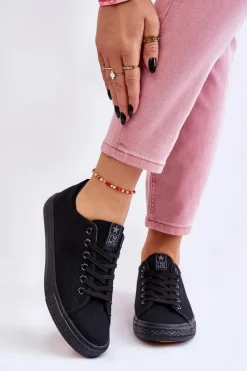 Online Damskie Wiązane Klasyczne Trampki Czarne Eleya Damskie Trampki Damskie Niskie