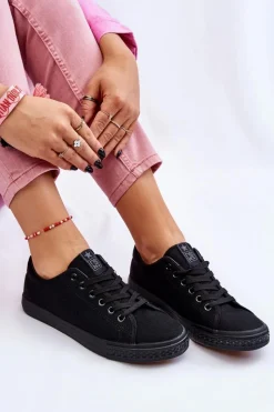 Online Damskie Wiązane Klasyczne Trampki Czarne Eleya Damskie Trampki Damskie Niskie