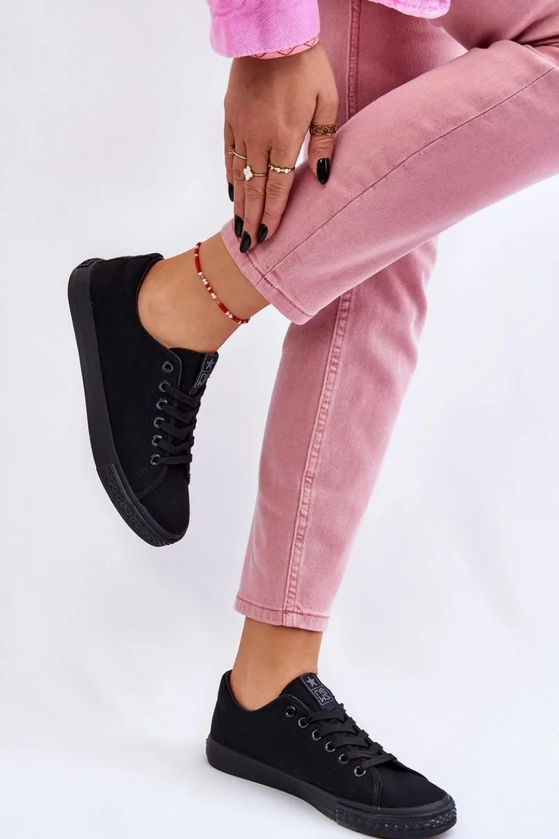 Online Damskie Wiązane Klasyczne Trampki Czarne Eleya Damskie Trampki Damskie Niskie