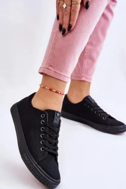 Online Damskie Wiązane Klasyczne Trampki Czarne Eleya Damskie Trampki Damskie Niskie