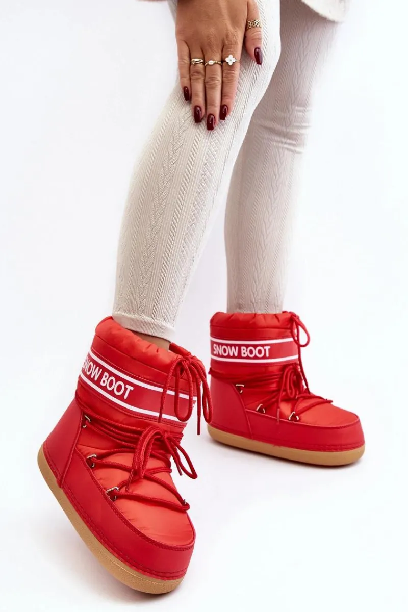 Śniegowce Damskie>Boto Damskie Wiązane Śniegowce Czerwone Soia Czerwony