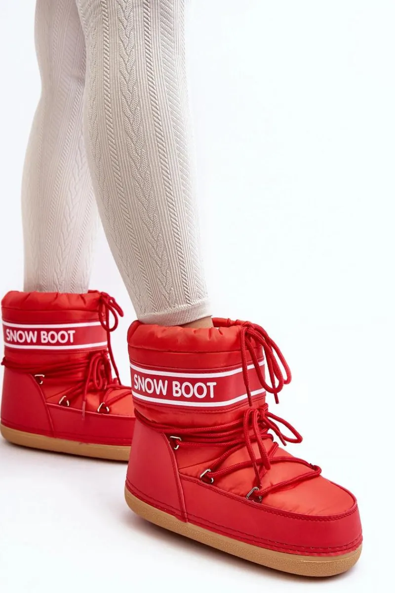 Śniegowce Damskie>Boto Damskie Wiązane Śniegowce Czerwone Soia Czerwony