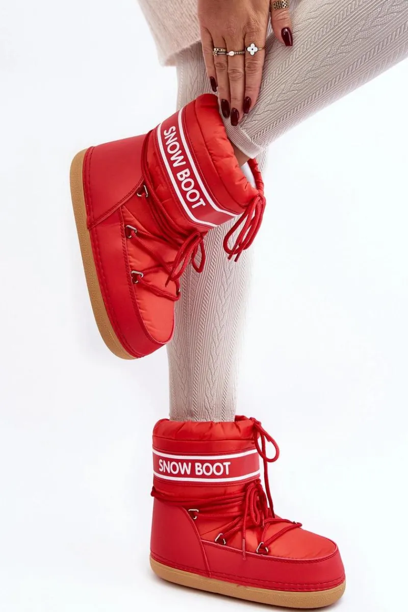 Śniegowce Damskie>Boto Damskie Wiązane Śniegowce Czerwone Soia Czerwony