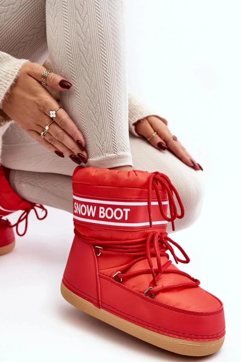 Śniegowce Damskie>Boto Damskie Wiązane Śniegowce Czerwone Soia Czerwony