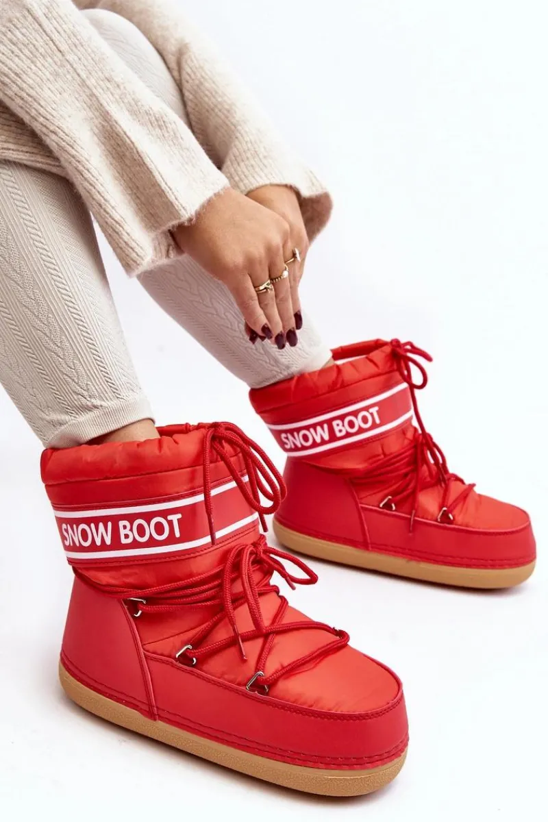 Śniegowce Damskie>Boto Damskie Wiązane Śniegowce Czerwone Soia Czerwony