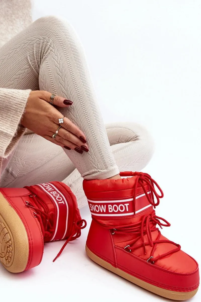 Śniegowce Damskie>Boto Damskie Wiązane Śniegowce Czerwone Soia Czerwony