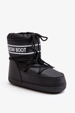 Hot Boto Damskie Wiązane Śniegowce Czarne Soia Czarny