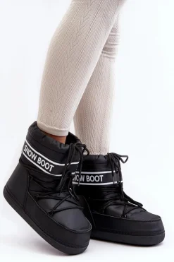 Hot Boto Damskie Wiązane Śniegowce Czarne Soia Czarny