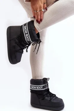 Hot Boto Damskie Wiązane Śniegowce Czarne Soia Czarny