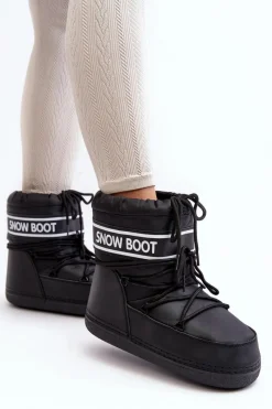 Hot Boto Damskie Wiązane Śniegowce Czarne Soia Czarny