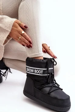 Hot Boto Damskie Wiązane Śniegowce Czarne Soia Czarny