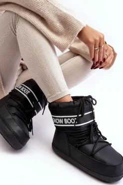 Hot Boto Damskie Wiązane Śniegowce Czarne Soia Czarny