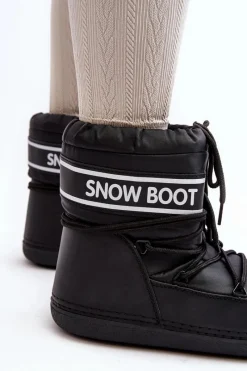 Hot Boto Damskie Wiązane Śniegowce Czarne Soia Czarny