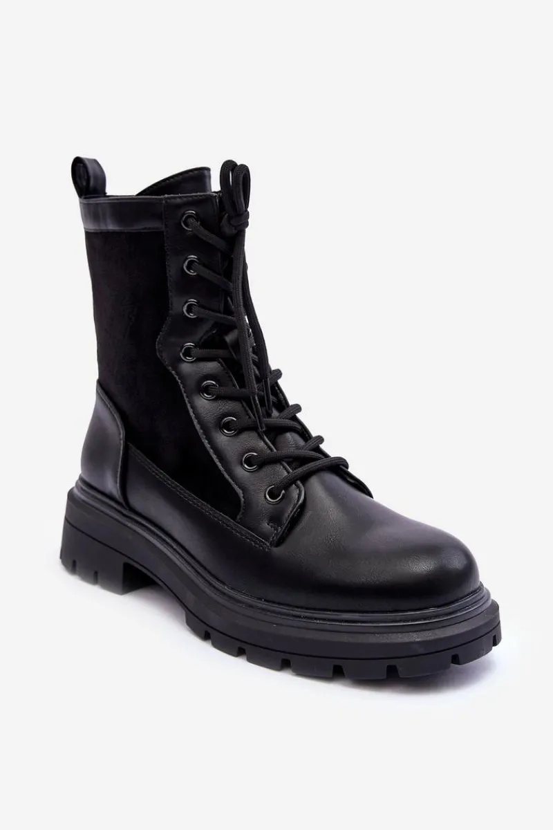 Botki Sznurowane|Czarne Botki>Boto Damskie Workery Botki Skórzane Czarne Faustina