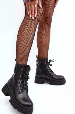 Botki Sznurowane|Czarne Botki><noscript><img width=