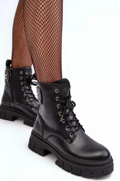 Botki Sznurowane|Czarne Botki><noscript><img width=