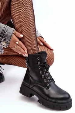 Botki Sznurowane|Czarne Botki><noscript><img width=