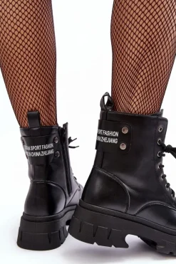 Botki Sznurowane|Czarne Botki><noscript><img width=