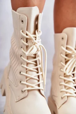 Botki Sznurowane|Brązowe I Beżowe Botki><noscript><img width=