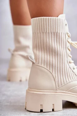 Botki Sznurowane|Brązowe I Beżowe Botki><noscript><img width=