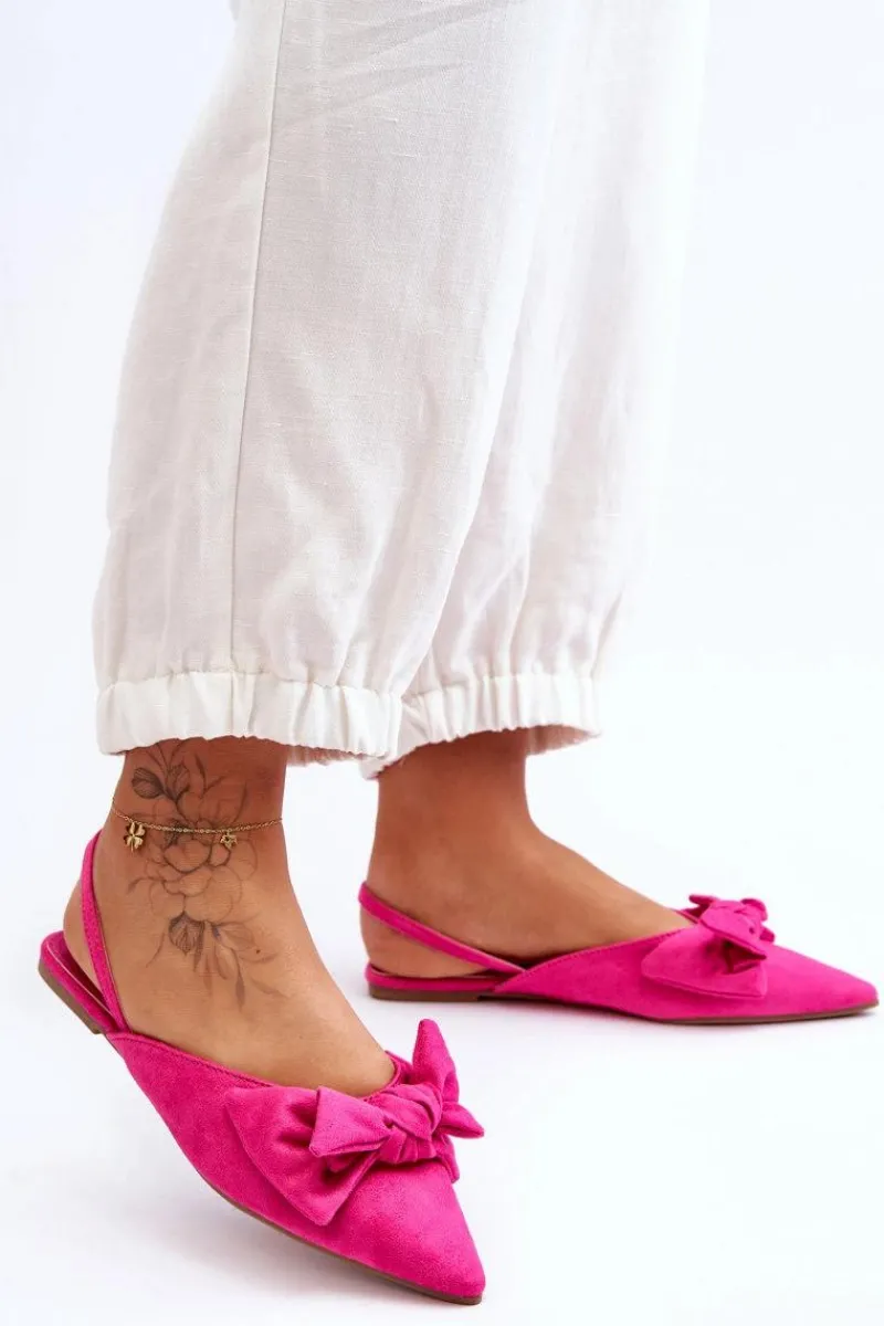 Boto Damskie Wsuwane Baleriny Z Kokardą Fuksja Nadine