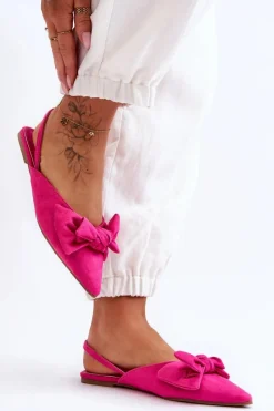 Boto Damskie Wsuwane Baleriny Z Kokardą Fuksja Nadine