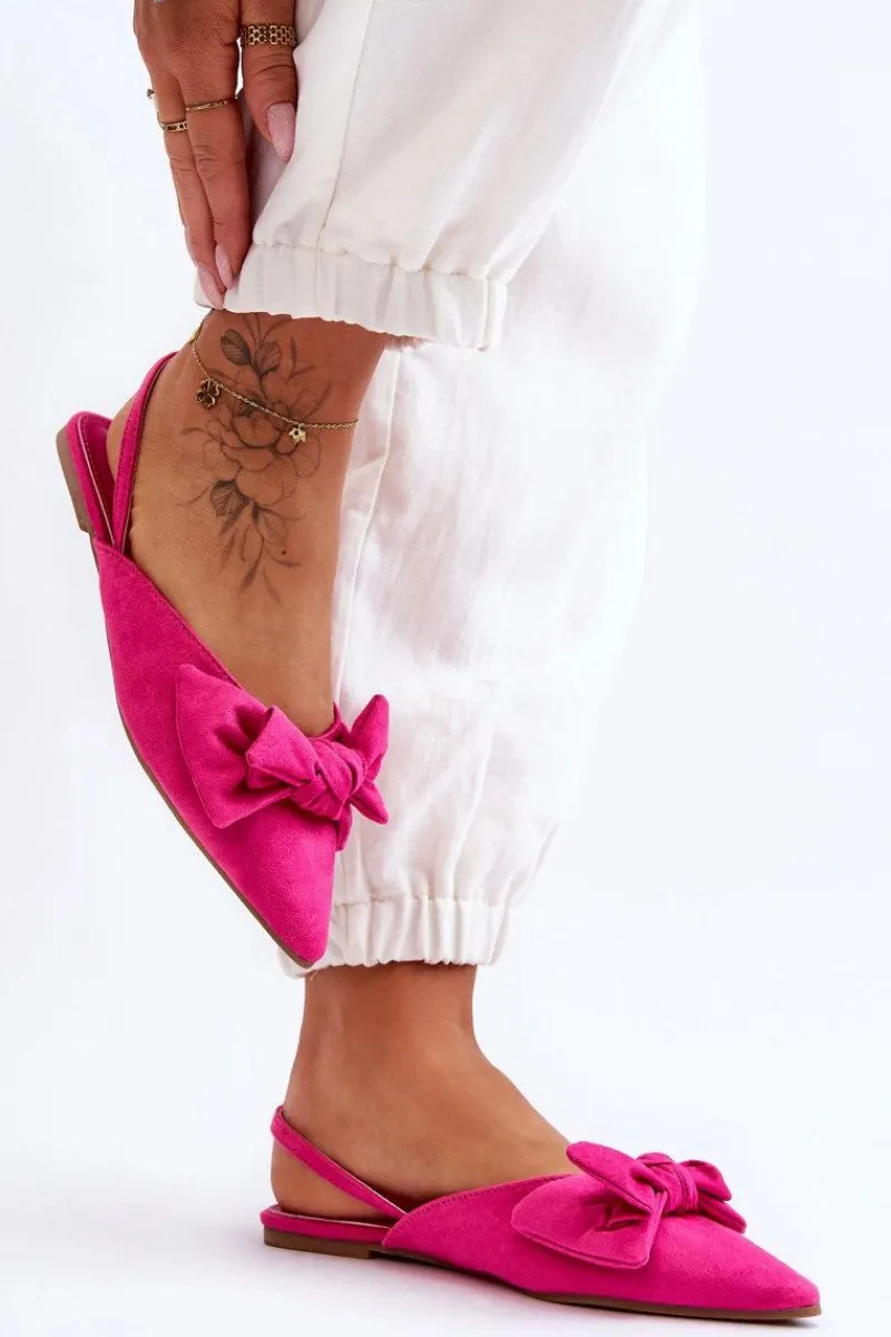 Boto Damskie Wsuwane Baleriny Z Kokardą Fuksja Nadine