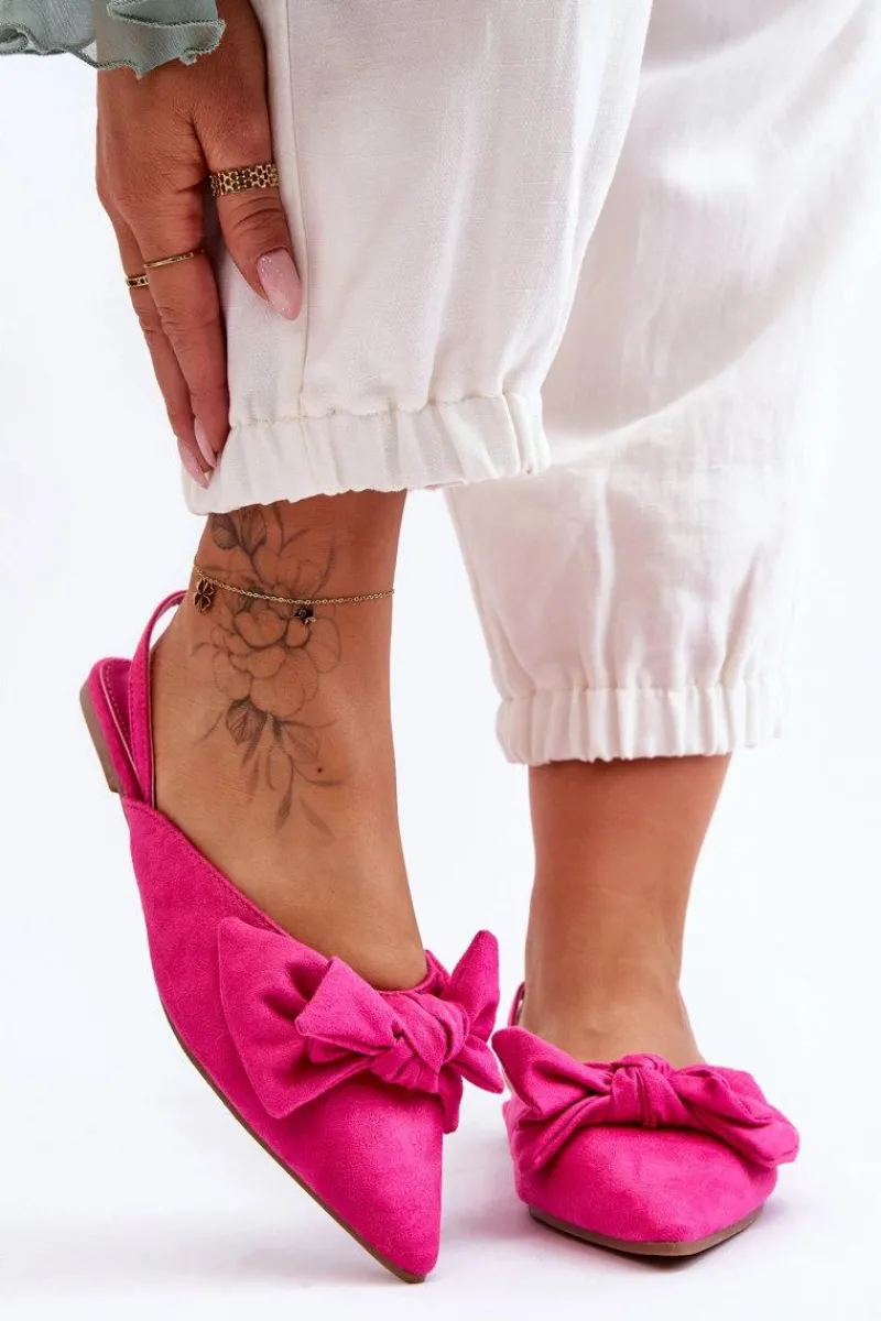 Boto Damskie Wsuwane Baleriny Z Kokardą Fuksja Nadine
