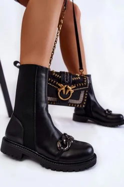 Czarne Botki|Botki Płaskie><noscript><img width=