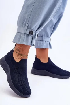 Clearance Boto Damskie Wsuwane Buty Sportowe Granatowe Claris