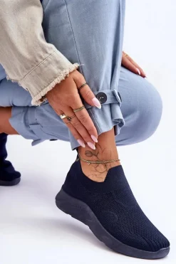 Clearance Boto Damskie Wsuwane Buty Sportowe Granatowe Claris