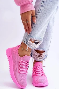 Sale Boto Damskie Wsuwane Buty Sportowe Sneakersy Różowe Rosett