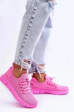 Sale Boto Damskie Wsuwane Buty Sportowe Sneakersy Różowe Rosett