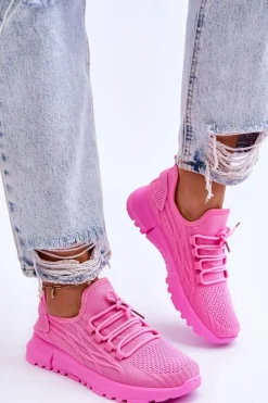 Sale Boto Damskie Wsuwane Buty Sportowe Sneakersy Różowe Rosett