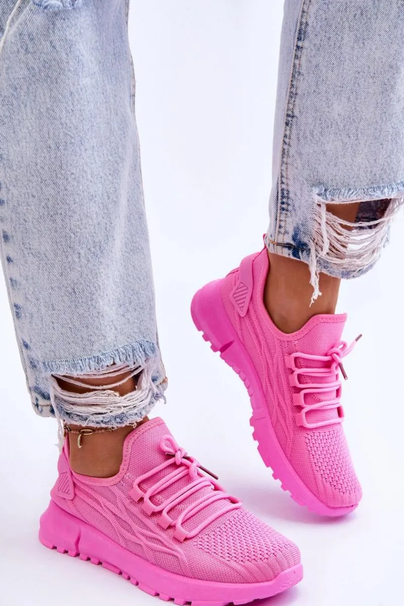 Sale Boto Damskie Wsuwane Buty Sportowe Sneakersy Różowe Rosett