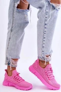 Sale Boto Damskie Wsuwane Buty Sportowe Sneakersy Różowe Rosett