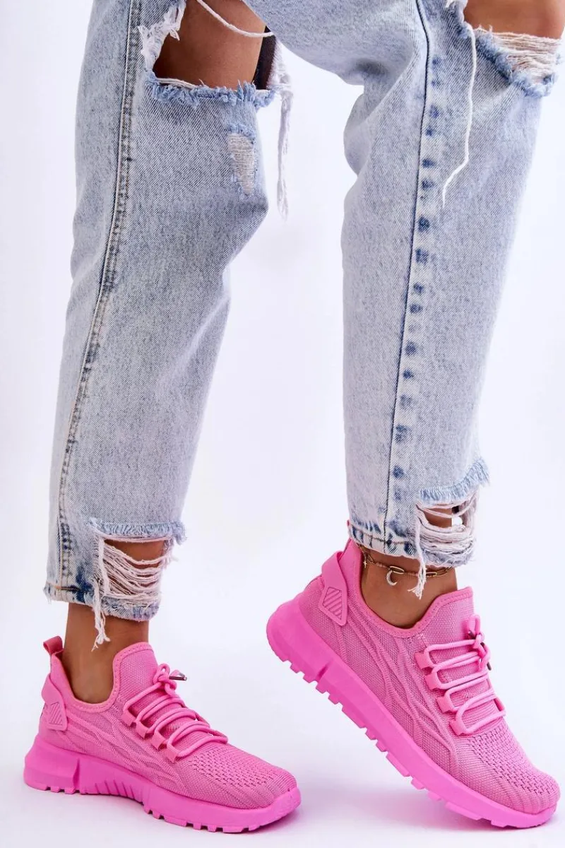 Sale Boto Damskie Wsuwane Buty Sportowe Sneakersy Różowe Rosett