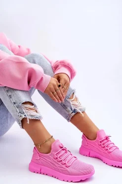 Sale Boto Damskie Wsuwane Buty Sportowe Sneakersy Różowe Rosett