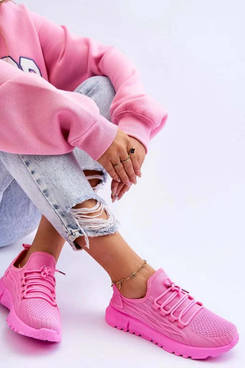 Sale Boto Damskie Wsuwane Buty Sportowe Sneakersy Różowe Rosett
