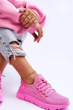Sale Boto Damskie Wsuwane Buty Sportowe Sneakersy Różowe Rosett