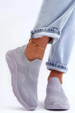 Buty Sportowe Na Platformie|Sneakersy Damskie>Boto Damskie Wsuwane Buty Sportowe Szare Claris