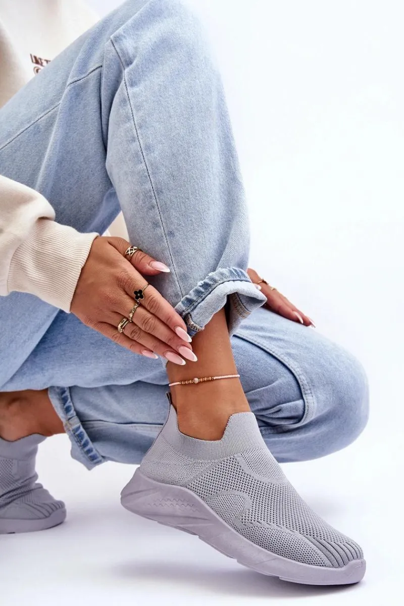 Buty Sportowe Na Platformie|Sneakersy Damskie>Boto Damskie Wsuwane Buty Sportowe Szare Claris