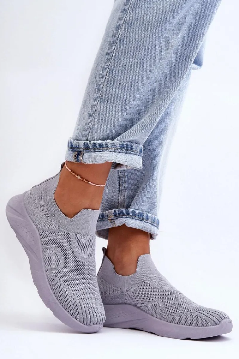 Buty Sportowe Na Platformie|Sneakersy Damskie>Boto Damskie Wsuwane Buty Sportowe Szare Claris