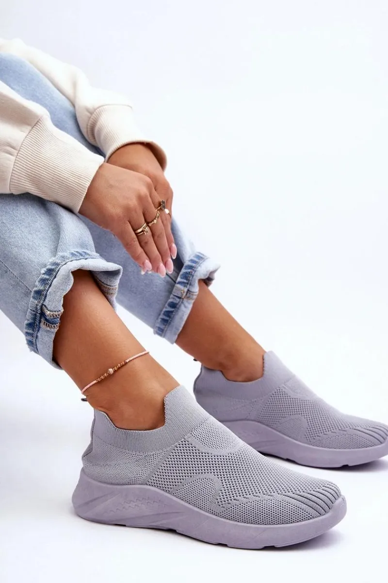 Buty Sportowe Na Platformie|Sneakersy Damskie>Boto Damskie Wsuwane Buty Sportowe Szare Claris