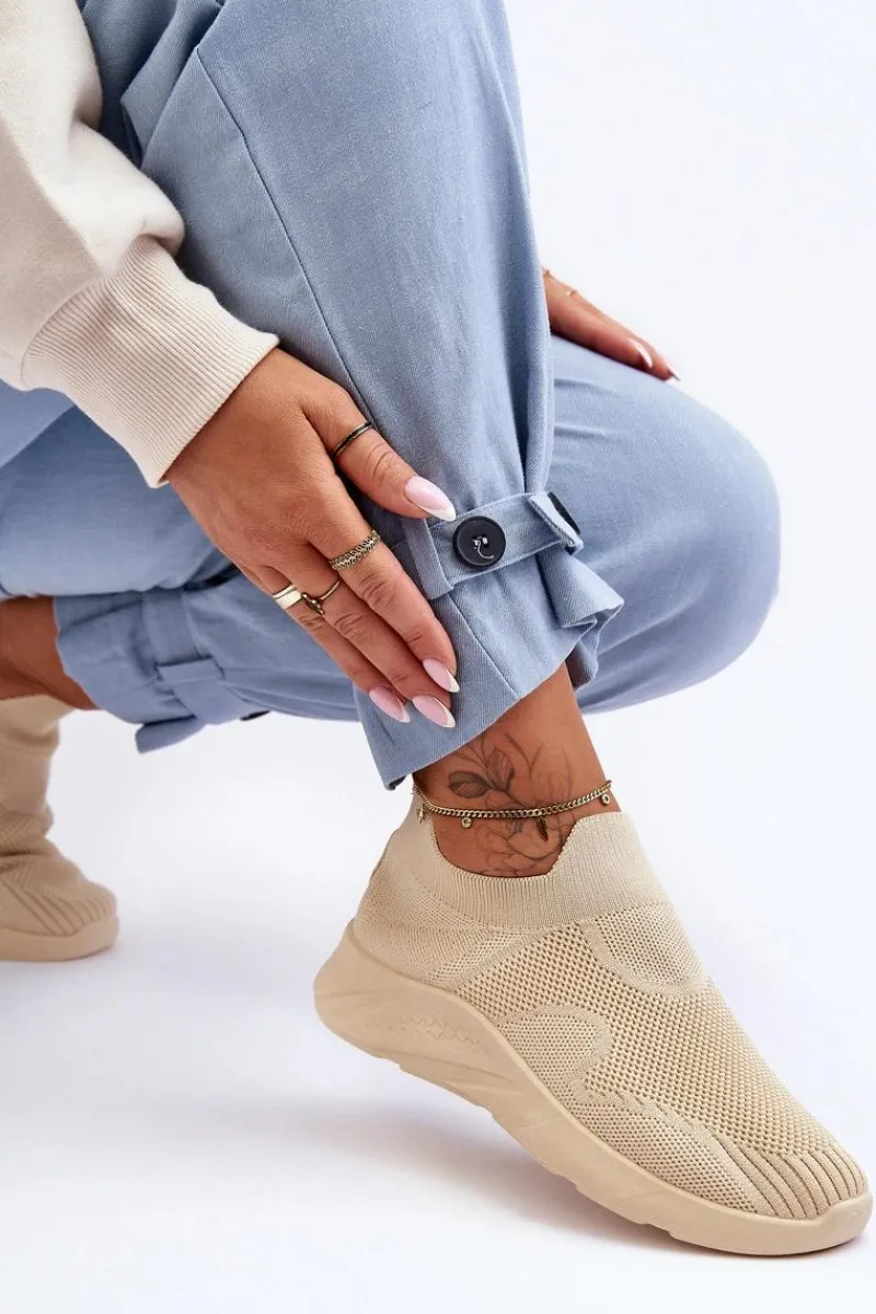 Clearance Damskie Wsuwane Buty Sportowe Beżowe Claris Damskie Buty Sportowe Na Platformie|Sneakersy Damskie