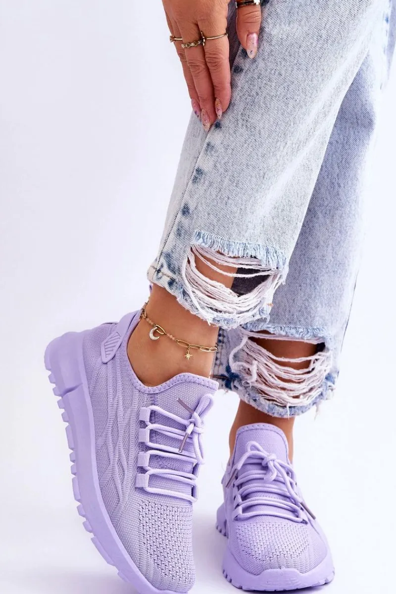 Sneakersy Damskie>Boto Damskie Wsuwane Buty Sportowe Sneakersy Fioletowe Rosett