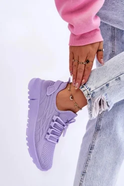 Sneakersy Damskie>Boto Damskie Wsuwane Buty Sportowe Sneakersy Fioletowe Rosett