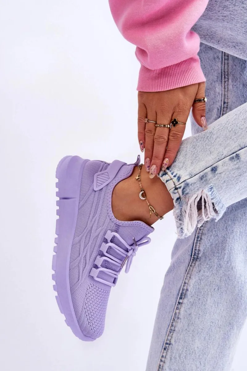 Sneakersy Damskie>Boto Damskie Wsuwane Buty Sportowe Sneakersy Fioletowe Rosett